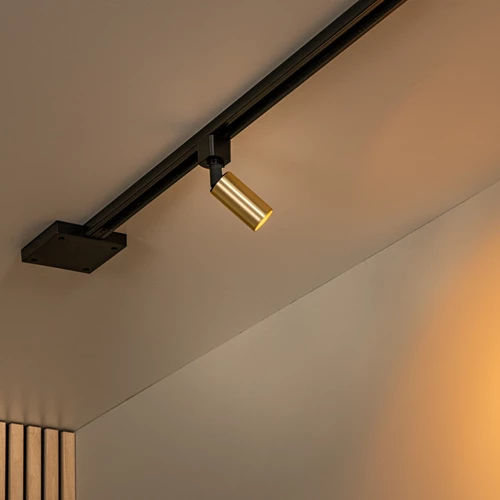 Lucide TRACK RITMO Railspot - 1-fase Railsysteem / Railverlichting - 1xGU10-MR11 - Mat Goud / Messing (Uitbreiding) - sfeer 1